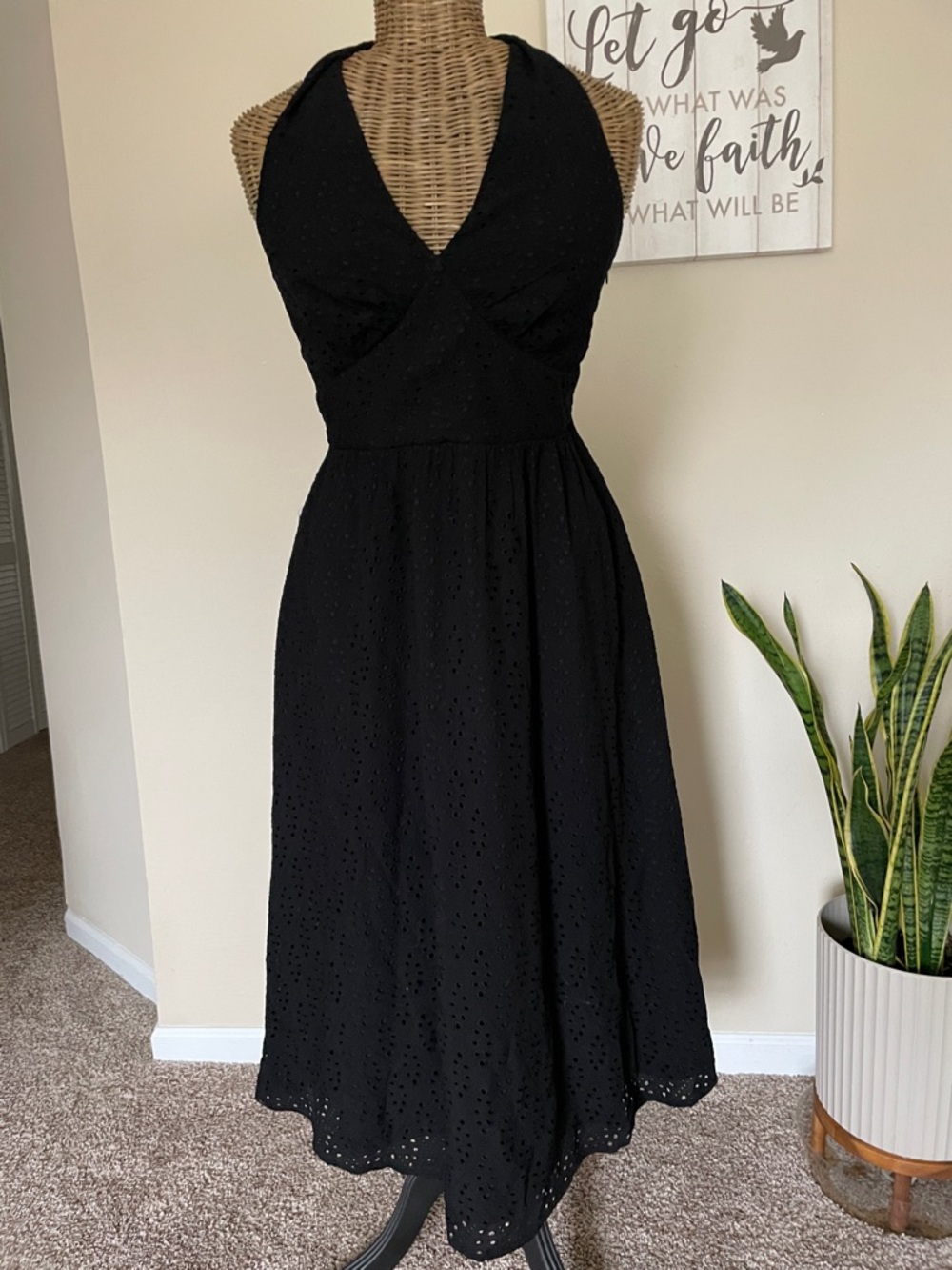 WHBM Eyelet Halter Midi Dress - Picture 3 of 8